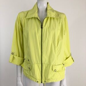 Chicos 3 XL Neon Yellow Zip Up Windbreaker Jacket